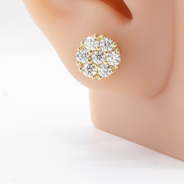 14k White Gold Diamond Cluster Stud Earrings 0.96 Cwt.